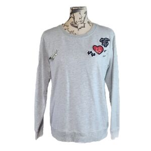 Karl Lagerfeld Gray Long Sleeve Tee with Patches